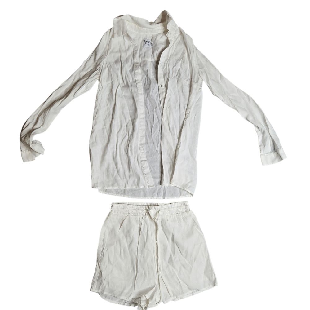 Princess Polly Cream Button-Up Shirt and Shorts Set